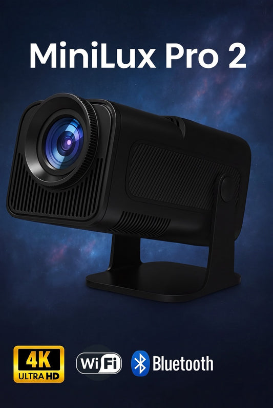 MiniLux Pro 2 – Smart Mini Projector with Bluetooth and WiFi, Black (2026 Model)